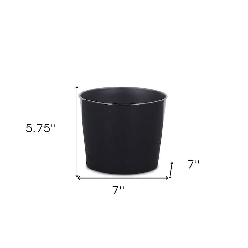HomeRoots 7" Black Recycled Plastic Indoor Outdoor Round Pot Planter