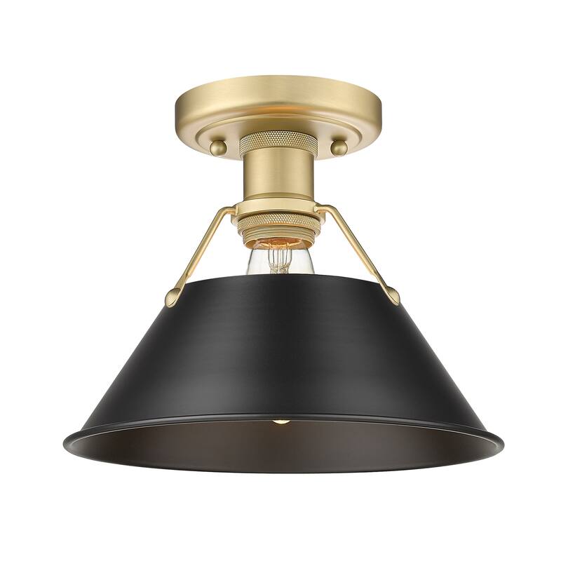 Yep by Golden Lighting Orwell 1-light Flush Mount in Brushed Champagne Brass and Matte Black shade - Gold