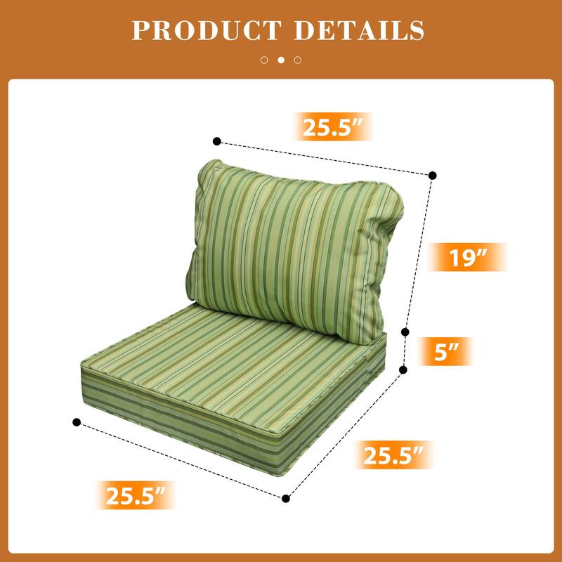 Waterproof Outdoor Deep Seat Cushion Set for Patio Furniture and Chairs