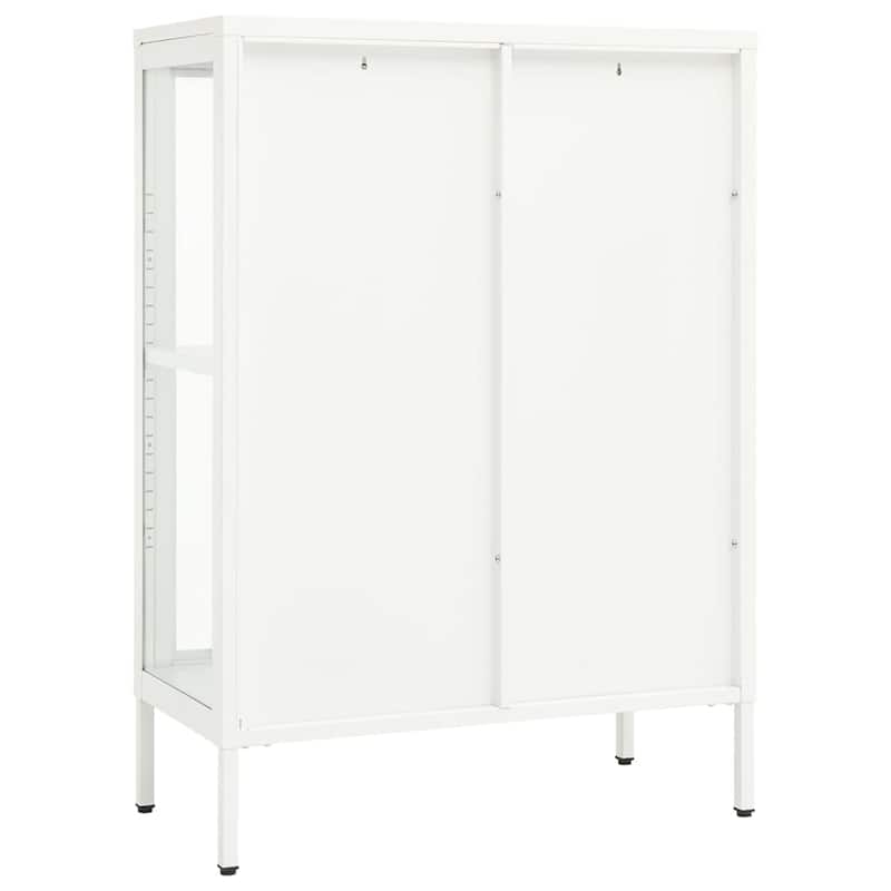 vidaXL Sideboard White 29.5"x13.8"x41.3" Steel and Glass