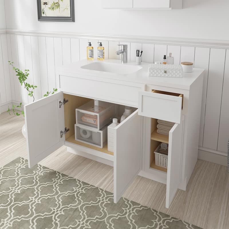 Vanity Art 48" Birch Freestanding Bathroom Vanity Cabinet without Top