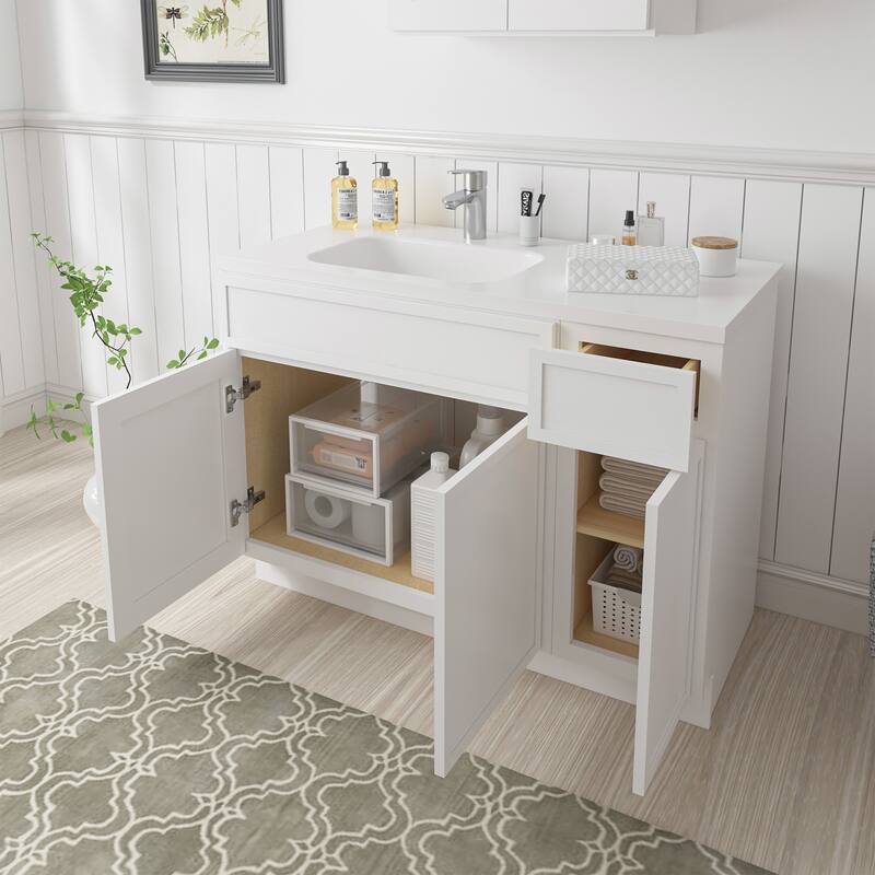 Vanity Art 51" Birch Freestanding Bathroom Vanity Cabinet without Top