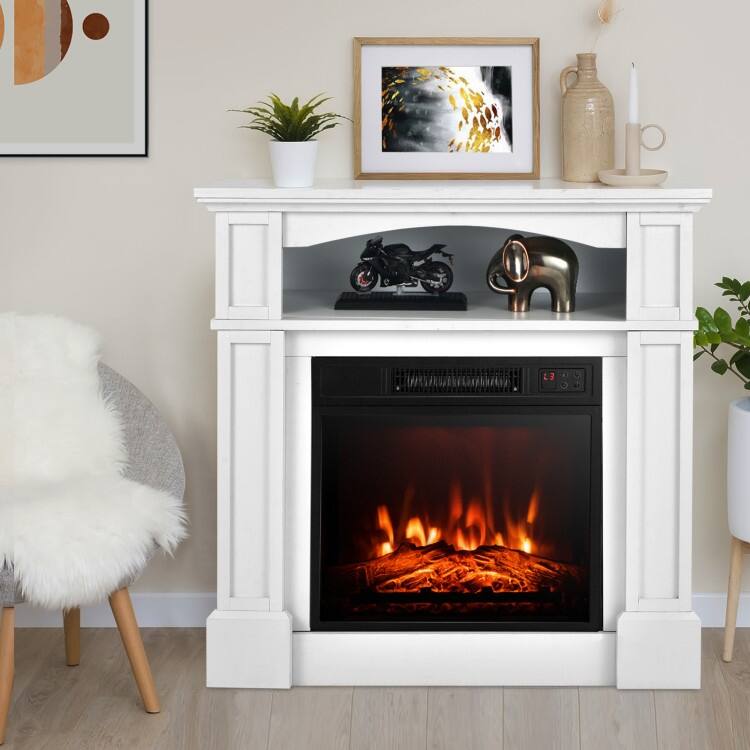32 Inch 1400W Electric TV Stand Fireplace with Shelf - 13" x 32" x 31"(L x W x H)
