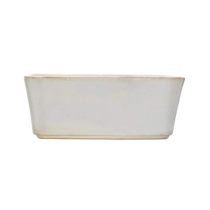 Stoneware Planter - 12.0"L x 12.0"W x 5.1"H - Ivory - 12.0"L x 12.0"W x 5.1"H