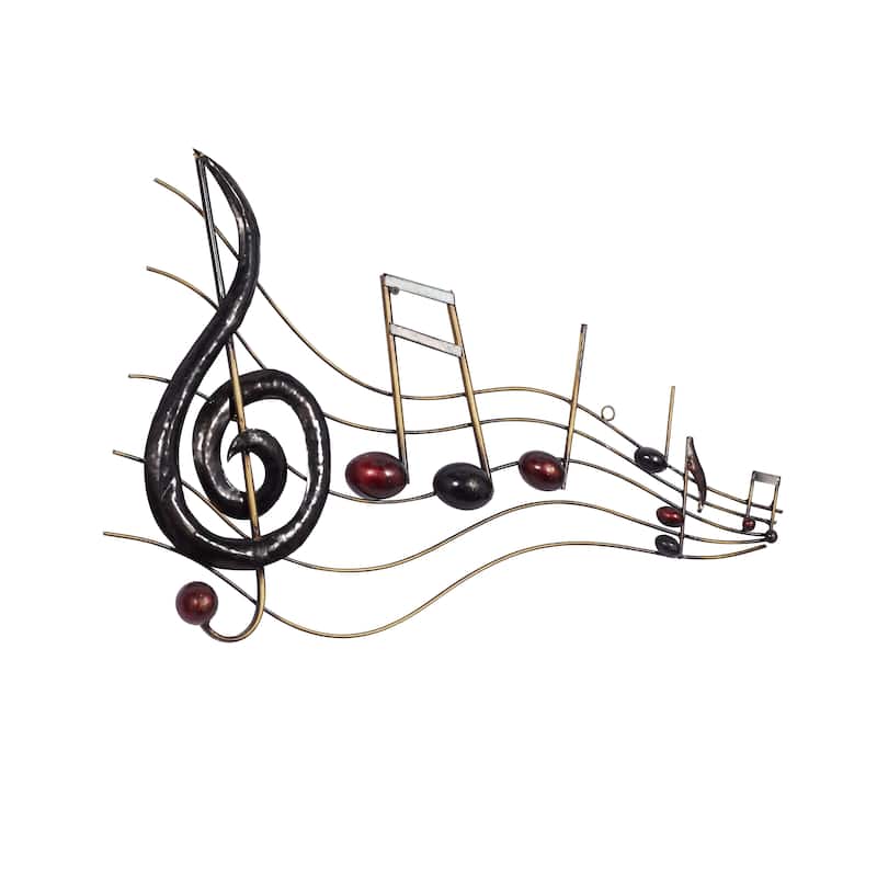Brown Metal Musical Notes Home Wall Decor with Gold Details