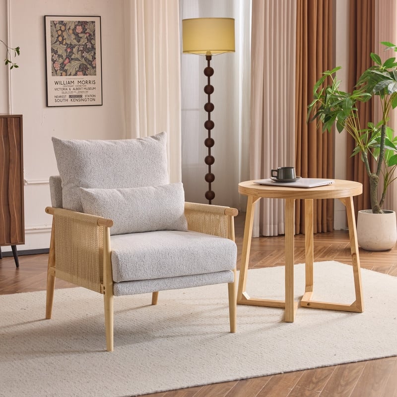 Chenille Accent Chair with Pillow