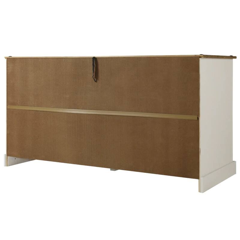 OS Home and Office Furniture Model COW917 Cottage Series Wood Buffet Sideboard in Distressed White