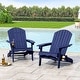 preview thumbnail 6 of 49, Bellwood Outdoor Acacia Wood Folding Adirondack Chairs (Set of 2) by Christopher Knight Home Navy Blue