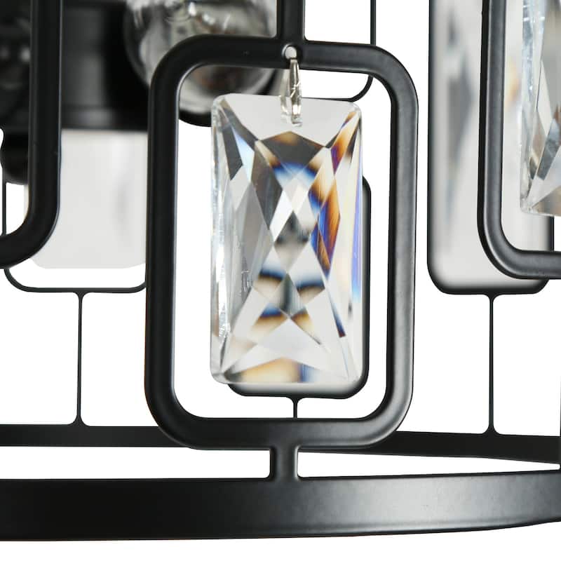 Dana Modern Black 3-Light Drum Chandelier Semi-flush Mount Ceiling Light - D13"* H12.5"