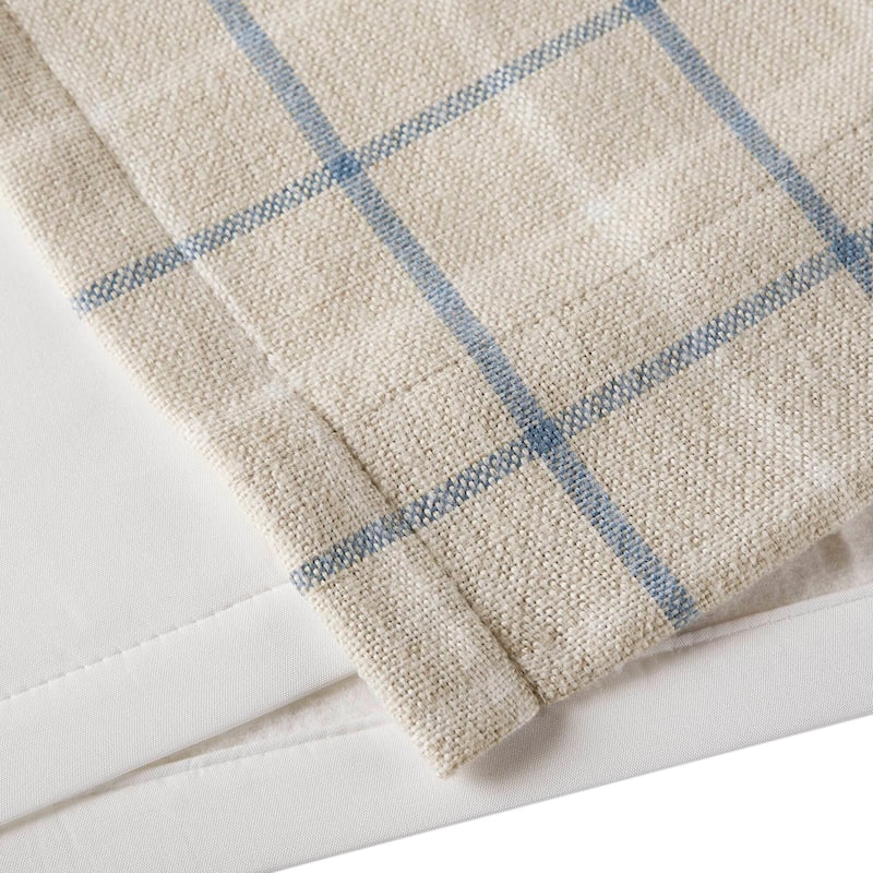 1PC Plaid Rod Pocket and Back Tab Curtain Panel with Fleece Lining - Beige - 84 Inches