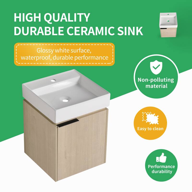BNK 16/18 Inch Single Sink Bathroom Vanity with Soft Close Door