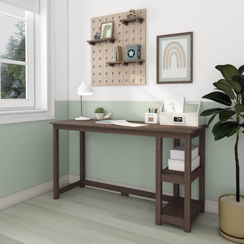 Max and Lily Desk with Bookshelves - Clay - 55 in