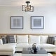 preview thumbnail 3 of 7, Leno Modern Black Gold 3-Light Geometric Chandelier Semi-Flush Mount Ceiling Light Fixture