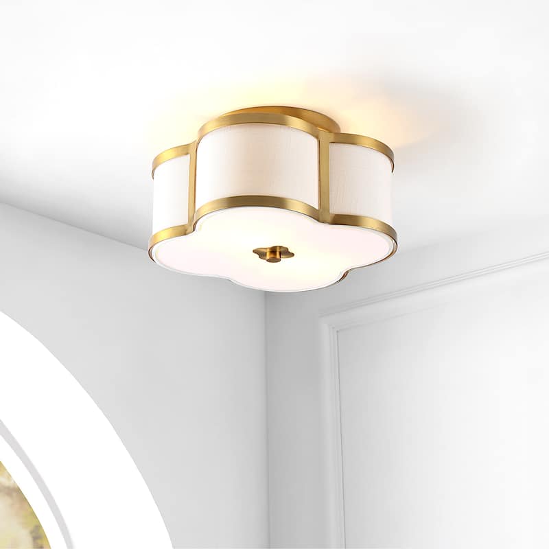 Frank Scalloped Shade Metal Classic Glam LED Flush Mount, by JONATHAN Y