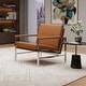 preview thumbnail 9 of 12, Atlas Signature Genuine Leather Accent Chair Chrome/Caramel