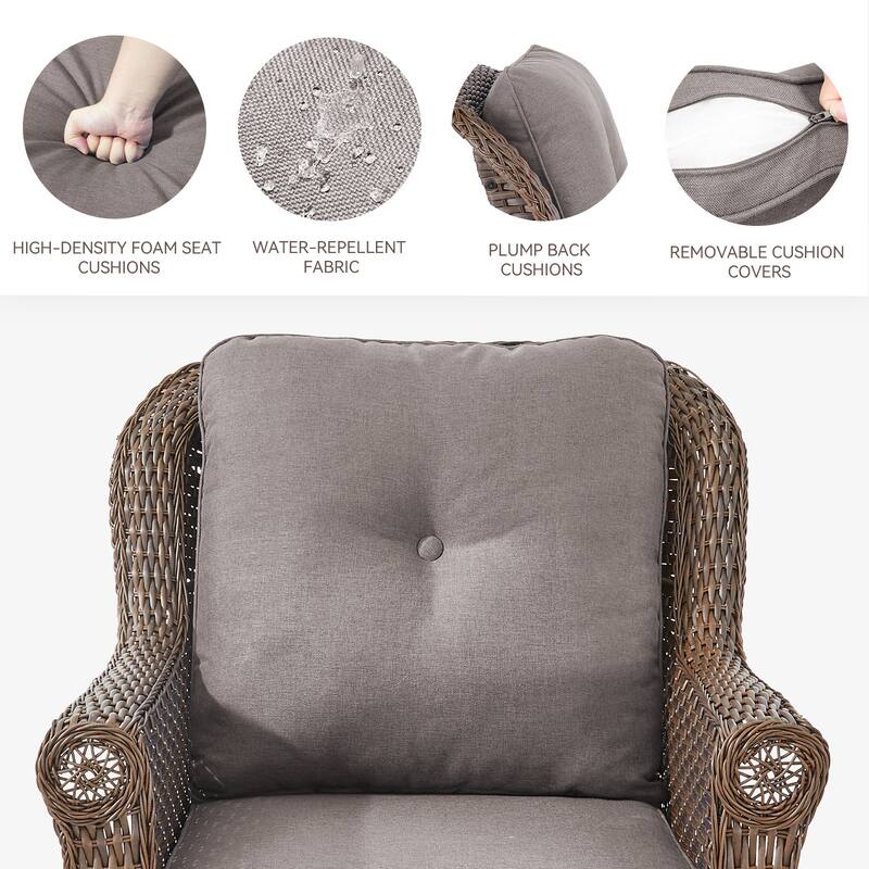 Gymojoy Outdoor Wicker Swivel Glider Chairs with Cushions