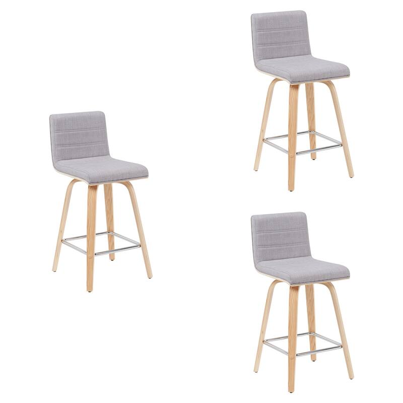 Skara Mid-Century Swivel Counter Stool, Upholstered Counter Height Chair with Bentwood Legs