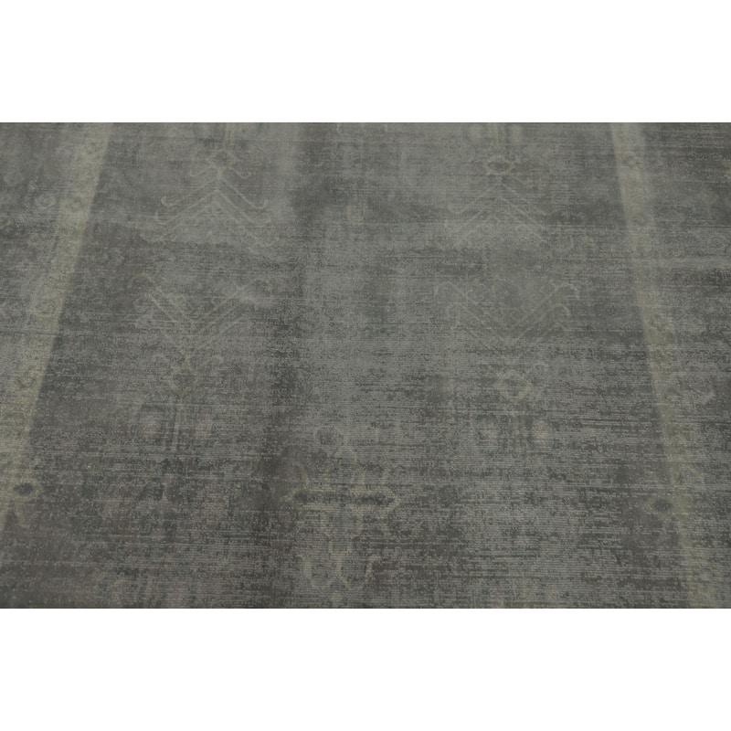 Hand-knotted Transitional Silk Carpet Grey Oushak Rug Geometric Oriental Area Rug - 7' 11'' X 4' 11''