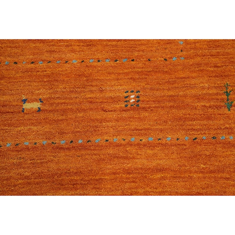 Hand Knotted Oriental 100% Wool Carpet Tribal Animal Pictorial Oranges & Rust Gabbeh Area Rug - 8' 0'' X 7' 11''
