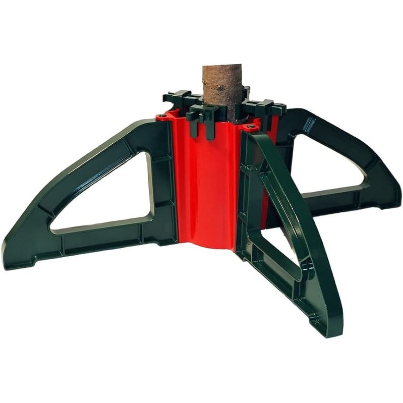 Christmas Tree Stand with Clamping System - For Live Trees up to 10' - Red
