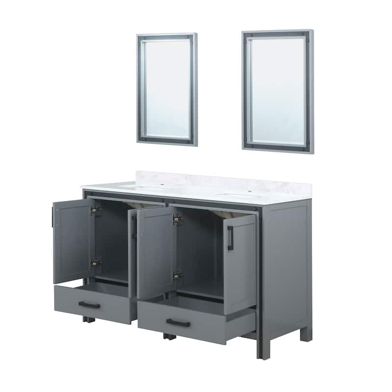 Ziva Bath Vanity, White Quartz Top and Mirrors