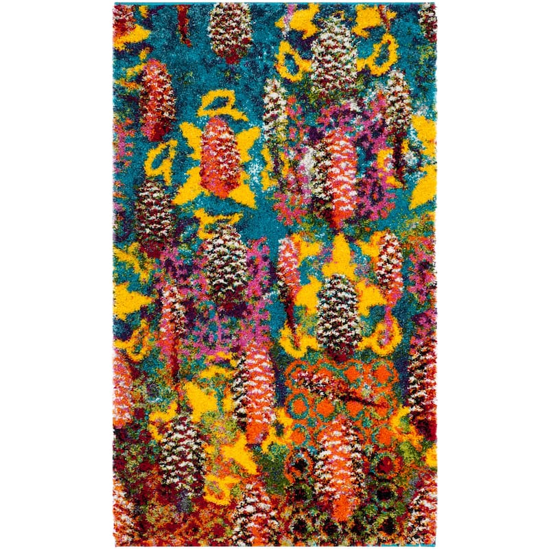 SAFAVIEH Fiesta Shag Annamarja Abstract Rug - 3' x 5' - Turquoise/Multi
