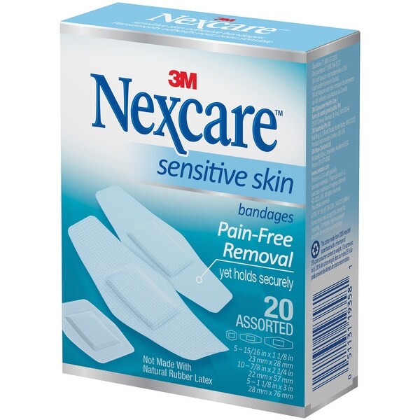 Nexcare Sensitive Skin Bandages 20/Pkg-Assorted Sizes