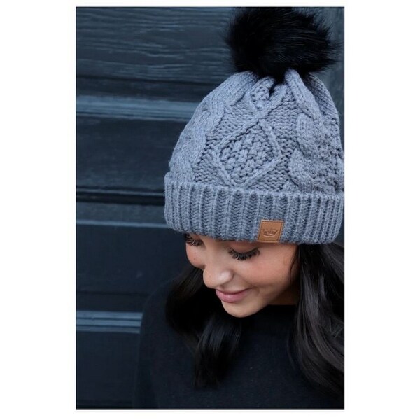fleece lined cable knit hat