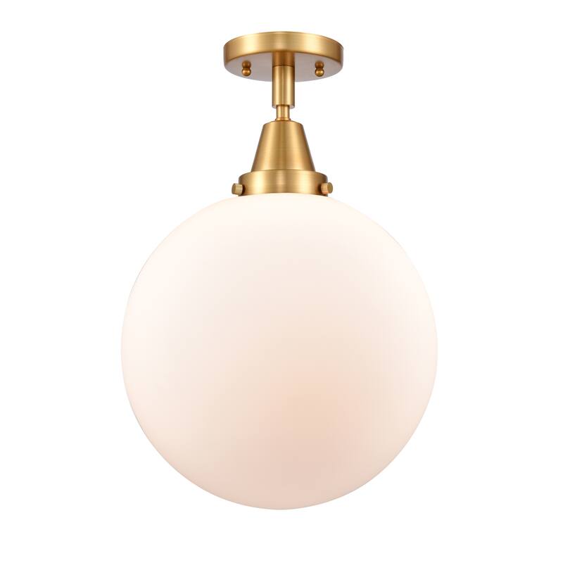 Innovations Lighting Caden Beacon - 1 Light 12" Flush Mount - Satin Gold/Matte White