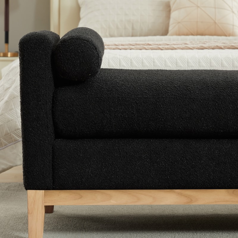Bedroom Bench with Pillows and Solid Wood Legs for Living Rooms and Entryway