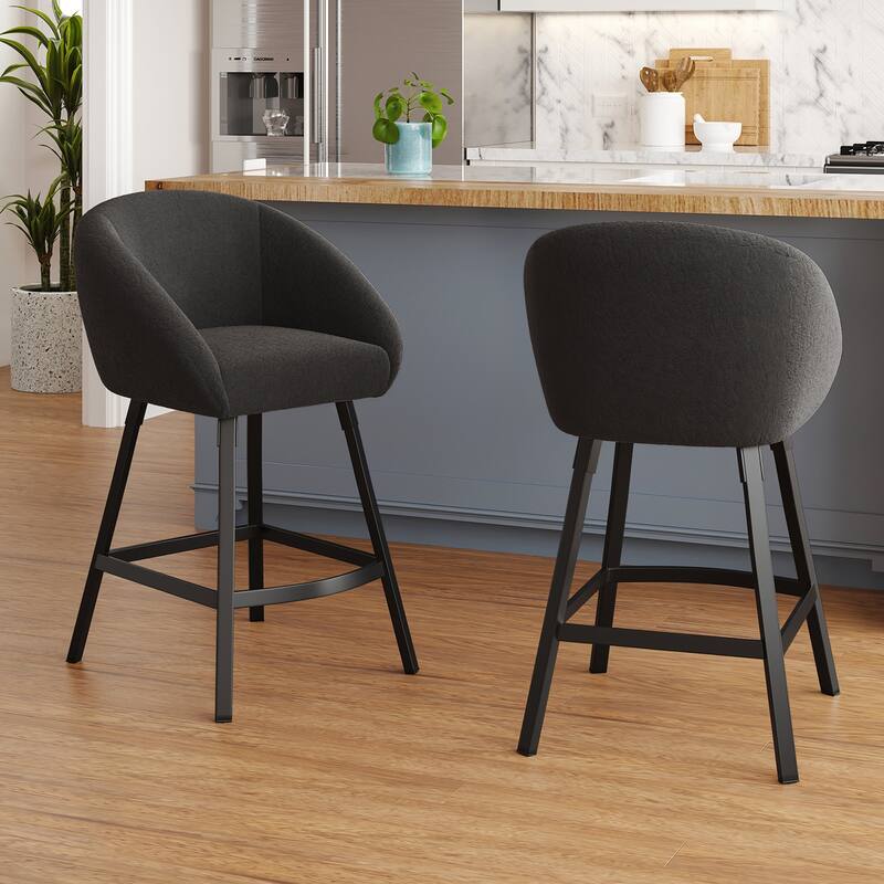 Bar Stools Set of 2,Upholstered Bar Stool with Back, 27 inch Height Counter Height Barstools for Home Kitchen Island