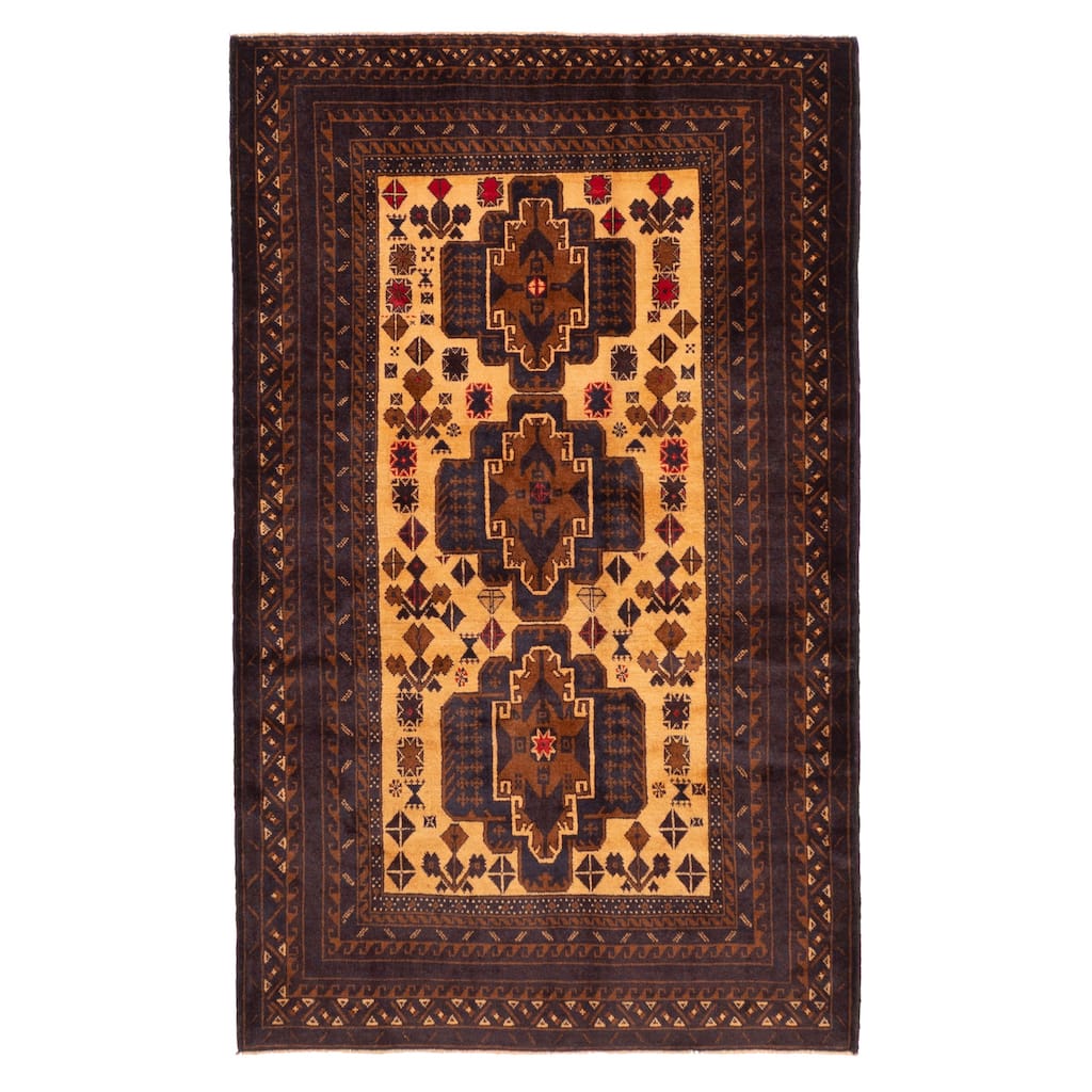 ECARPETGALLERY Hand-knotted Teimani Beige Wool Rug - 3'9 x 6'2