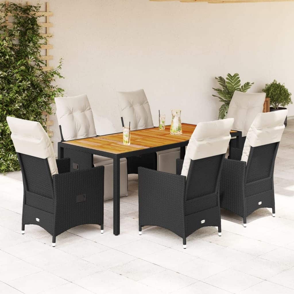 vidaXL Patio Dining Set with Cushions Outdoor Table and Chairs Bistro Set Black
