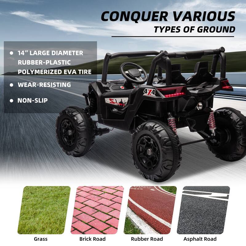 24V 2seater Side by Side 4x4 Ride on Off-Road Truck with Parent Remote Control and two safety belts