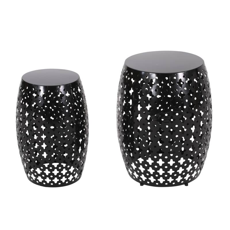 Outdoor Metal S/2 end table - Black