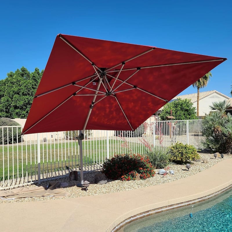 PURPLE LEAF 9ft Square 360 Degree Rotation Patio Offset Umbrella