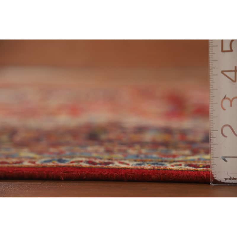 Hand Knotted Oriental 100% Wool Carpet Traditional Floral Red Kashan Area Rug - 13' 5'' X 9' 11''