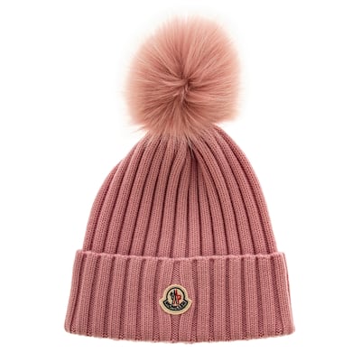 Moncler Beanie with Faux Fur Pom Pom