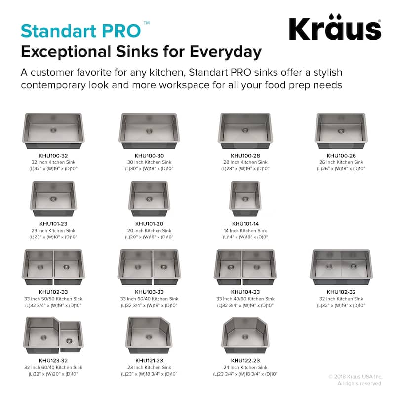 KRAUS Standart PRO Undermount Single Bowl Stainless Steel Kitchen Sink