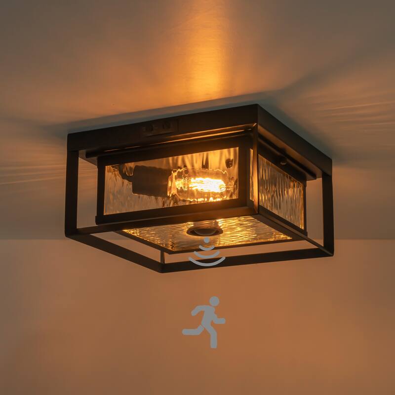 C Cattleya 2-Light Motion Sensor Outdoor Flush Mount Ceiling Light