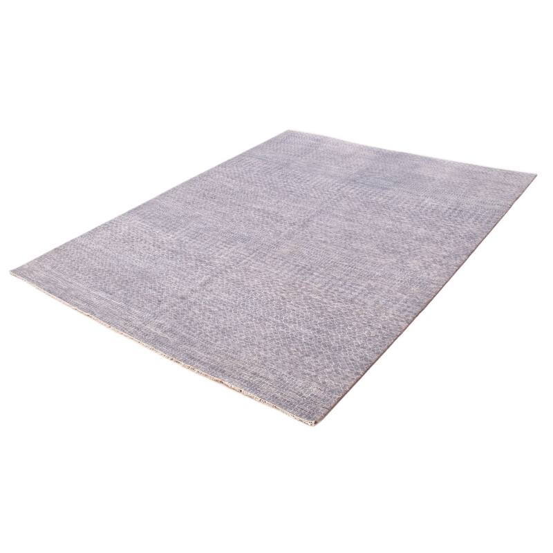 ECARPETGALLERY Hand-knotted Silk Shadow Dark Grey Wool Rug - 8'10 x 11'7