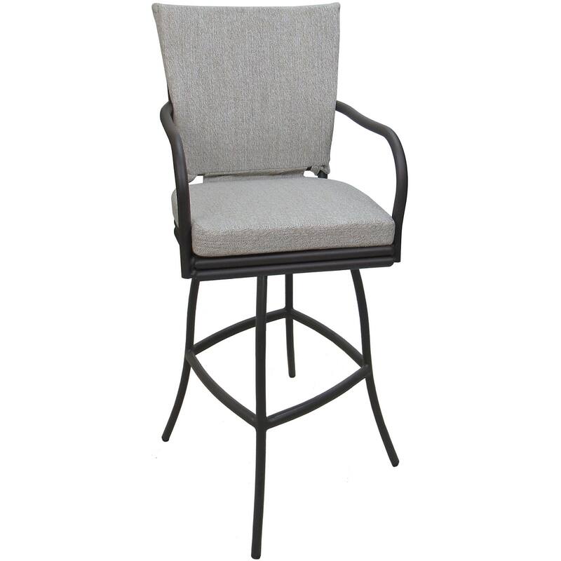 Outdoor or Indoor Counter 26", 30" or Extra Tall 34" Bar Stool - Ofir - White Linen - Gray - Bar Height