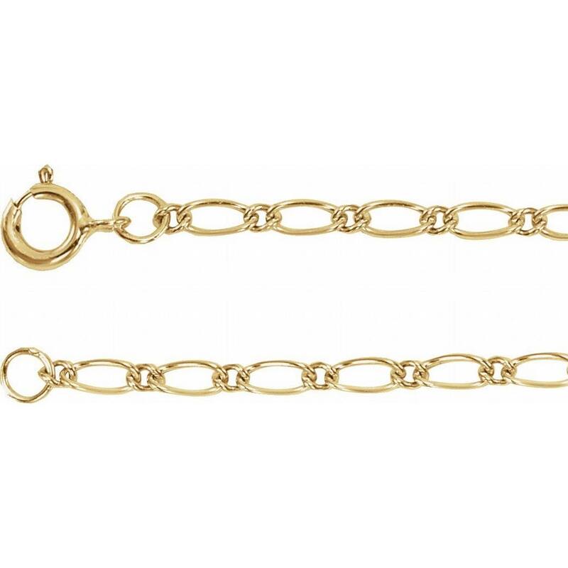 Curata 14k Yellow Gold 7" 1.5mm Figaro Chain Bracelet