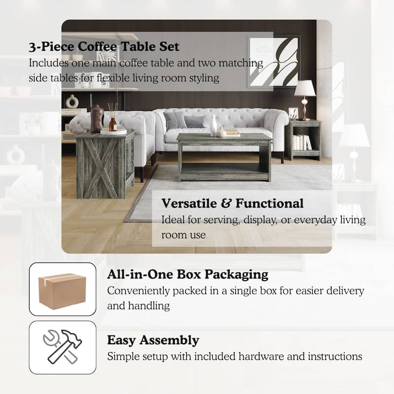 CraftPorch Contemporary Coffee Table Set