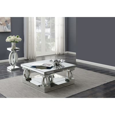 Amalia Mirrored Coffee And End Table Set Silver