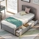 preview thumbnail 2 of 9, Elevate Your Bedroom Style with Our Twin Wood Platform Bed - Featuring 2 Drawers and a Stylish Headboard - Twin Size, Gray