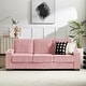 preview thumbnail 25 of 39, 83.86" Corduroy Fabric 3-Seater Sofa with Cup Holders Pink