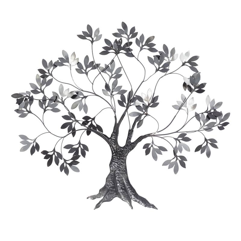 Multi Colored Metal Tree Home Wall Decor with Leaf Detail