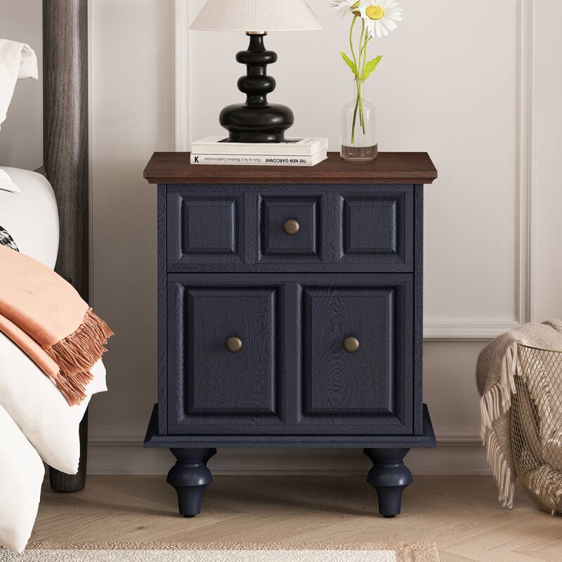 20.47"Vintage Nightstand with 2 Drawers and Roman Column Legs