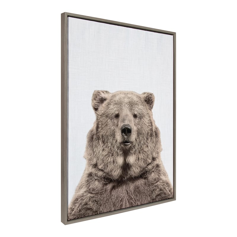 Kate and Laurel Sylvie Bear European Color Framed Canvas by Simon Te - 28x38 - Plastic - Grey